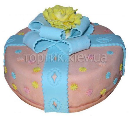 Торт подарок с розой